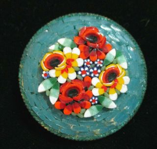 Vintage Millefiori Brooch Pin Micro Mosaic Glass Flowers Mad In Italy Exvc