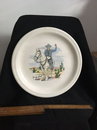 Hopalong Cassidy 9.  5 " Plate W.  S.  George Vintage Cowboy Horse