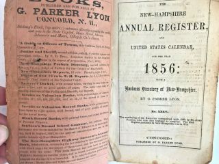 1856 Hampshire Annual Register & Business Directory and Calendar 4