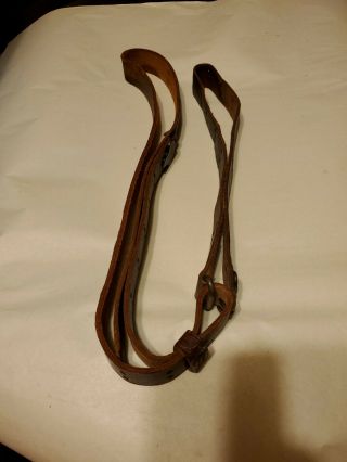 Vintage Wide 1 1/4 " Leather Rifle Sling No Swivels