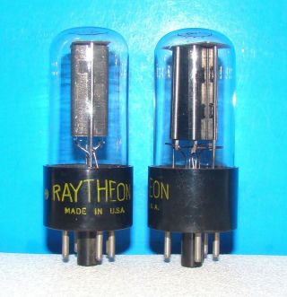 5Y3GT Raytheon radio amplifier rectifier vacuum tubes 2 valves 5Y3GTA 2