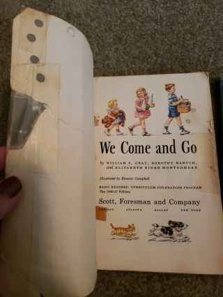 3 Vintage 1946 Dick & Jane WE COME AND GO,  1949 FUN WITH US,  1941 RIDES & SLIDES 3