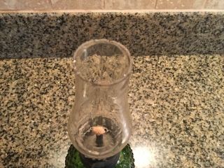 Very Vintage Green Hobnail Glass,  Fenton? Oil Lamp 9.  5” Tall 4
