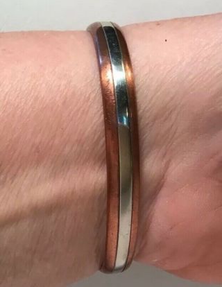 Vintage Sergio Lub Copper And Silver Cuff Bracelet Signed