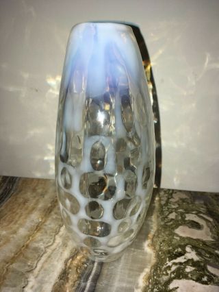 Vintage Venini Murano Art Glass Vase Occhi white 2