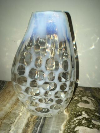 Vintage Venini Murano Art Glass Vase Occhi white 3