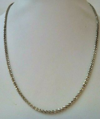 Stunning Vintage Estate Signed Italy Silver Tone Rope 20 " Necklace 2374l