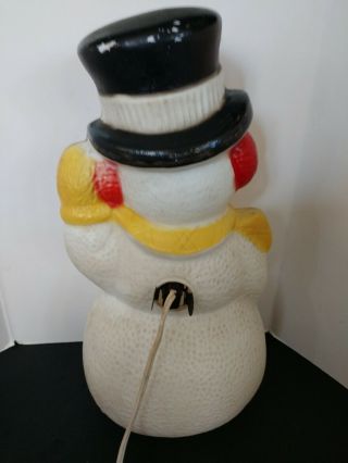 Vintage Snowman top hat Blowmold Plug In Switch 13 inches 3