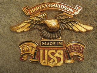 Vintage Harley - Davidson Made In U.  S.  A.  Est.  1903 Enameled Metal Eagle Badge