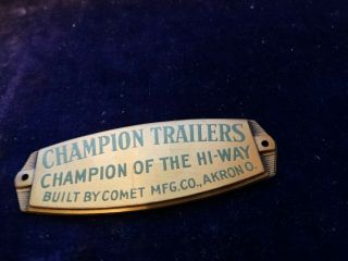 Vintage Brass Champion Trailers Truck Auto Advertise Metal Emblem