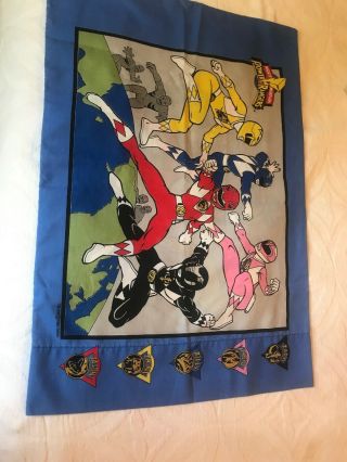 Vintage 1994 Mighty Morphin Power Rangers Twin Flat Bed Sheet & Pillowcase Saban 2