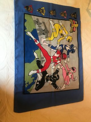 Vintage 1994 Mighty Morphin Power Rangers Twin Flat Bed Sheet & Pillowcase Saban 3