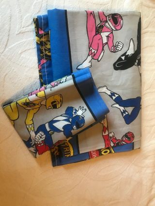 Vintage 1994 Mighty Morphin Power Rangers Twin Flat Bed Sheet & Pillowcase Saban 4