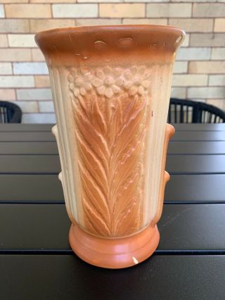 Vintage Ransbottom Robinson Pottery Vase Tan Brown Daisy -