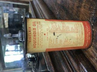 Vintage SINCLAIR Household Oil Can - - Lead Top - - Lead Cap - - 1/4th Full - - 4oz 2