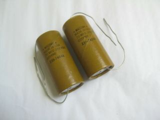 Pair Nos Mallory 70 Uf 350v Electrolytic Capacitors Paper Axial Lead Tubular
