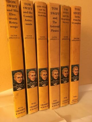 6 Good Set Of Tom Swift Jr.  Adventure Books - Hb 14 16 18 21 22 25 Yellow Hb Pc