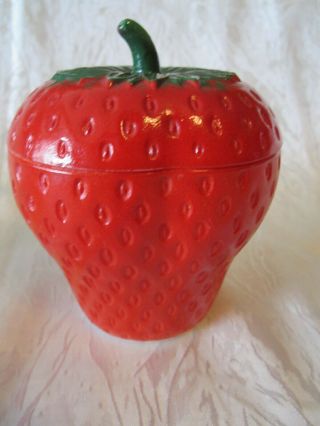 Vintage Hazel Atlas Milk Glass Strawberry Jam/Jelly Jar / sugar dish Bowl 2
