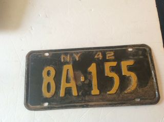 Vintage 1942 York State License Plate (8a - 155)