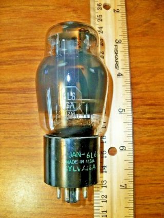 Sylvania Fat Bottle Gray Glass Black Plate Bottom D Getter Jan - 6l6ga Tube