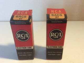 Vintage Rca Radiotron Electron Vacuum Tube 6ac5 Gt (2) Nos