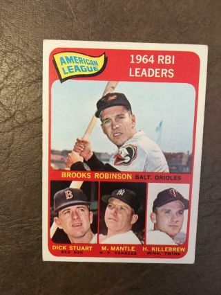 1965 Topps Mickey Mantle Baseball Card Yankees Killebrew 5 Vintage