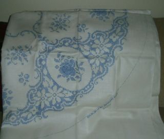 Vintage Stamped Cross Stitch Tablecloth