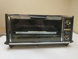 Vintage Ge General Electric Toaster Oven Toast N Broil Chrome W/trays A3t50