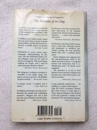 The Remains of the Day SIGNED by Kazuo Ishiguro Hardcover 1st Ed/3rd Print 1989 4