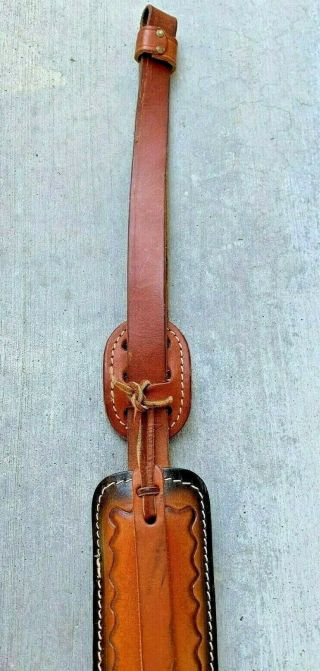 Vintage HUNTER Padded Embossed Tooled Leather Rifle Sling Deer And Acorns Design 5