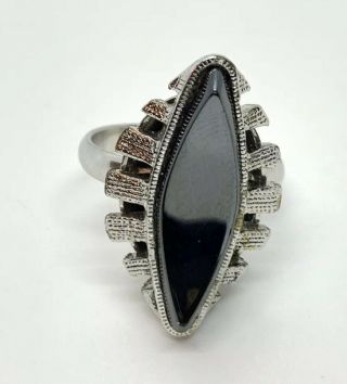 Vtg Hematite Silver Tone Whiting And Davis Size 8 Ring