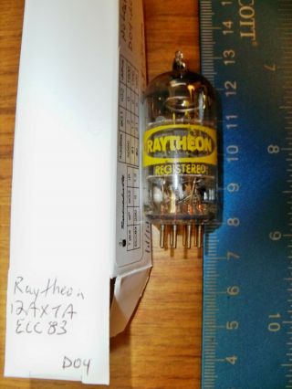 Strong Raytheon Short Gray Plate O Getter 12ax7a / Ecc83 Tube