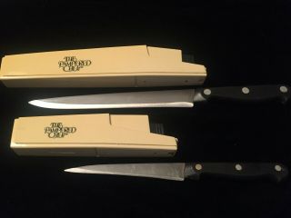 Pampered Chef 12 " And 9 " Knife With Self Sharpening Case Vintage