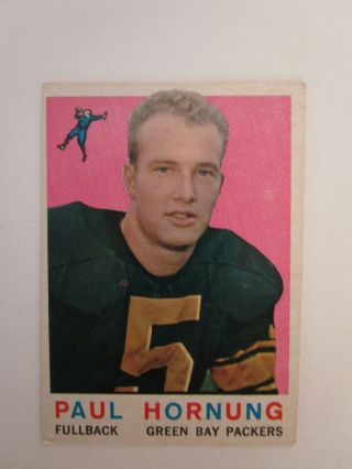 Paul Hornung Green Bay Packers Jersey Nfl 1959 Vintage Topps Football Card 82