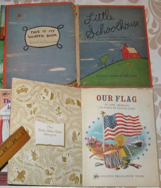 Little Schoolhouse Tuggy the Tugboat Wonder Book w/Little Golden Book,  Our Flag 5