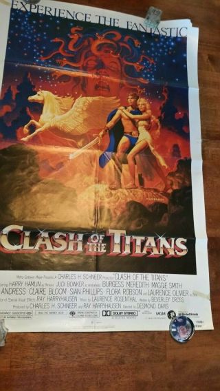 Clash Of The Titans 1981 Movie Poster 27 X 41 Vintage Hamlin Olivier