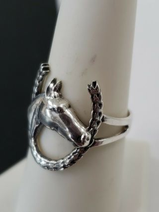 Vintage Sterling Silver Horse Ring Sz 8 (3.  4g)