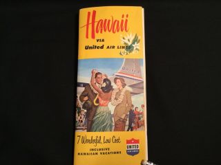 Vintage 1952 United Air Lines Stratocruisers Hawaii Vacations Brochure Booklet
