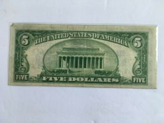 SERIES 1934 - A $5 FIVE DOLLAR Bill BLUE SEAL SILVER CERTIFICATE Vintage NOTE 4