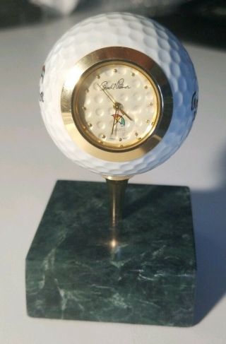 Arnold Palmer Signature Golf Ball Clock Tee Marble Desk Tournament Gift Vintage