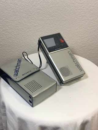 Vintage - 1985 - Sony Watchman Portable Analog Tv W/ Case - Model Fd - 20a