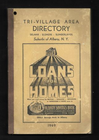 1949 Tri - Village Directory Delmar Elsmere Slingerlands Albany County Ny W/ Map