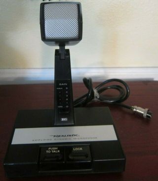 Realistic Amplified Dynamic Cb Base Station Microphone Mic Radio Shack 21 - 1173