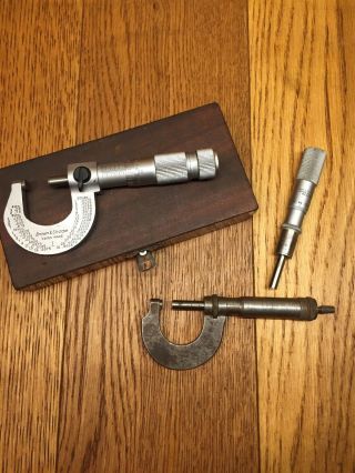 Estate Vintage Machinist Brown Sharpe L.  S.  Starrett Craftsman Micrometer Tool