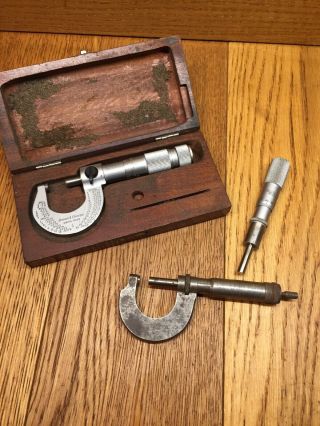 Estate Vintage Machinist Brown Sharpe L.  S.  Starrett Craftsman Micrometer Tool 5