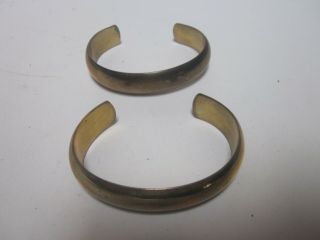 2 Vintage Solid Brass Gold Tone Small Bracelets