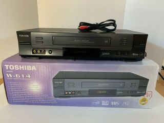 Toshiba W - 614r Vcr Vhs Player Recorder 4 - Head Hifi Stereo Box & Cables