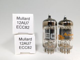 Mullard 12au7 Ecc82 Gf2 Matched Vintage Vacuum Tube Pair Round Getter (test 97)