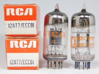 Rca 12at7 Matched Vintage Tube Pair Gray Plates Round Getter Nos (test 98)