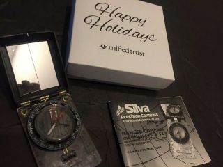 Vintage Silva 315 Finnish Flip Compass W/guide In United Trust Bank Gift Box Nr